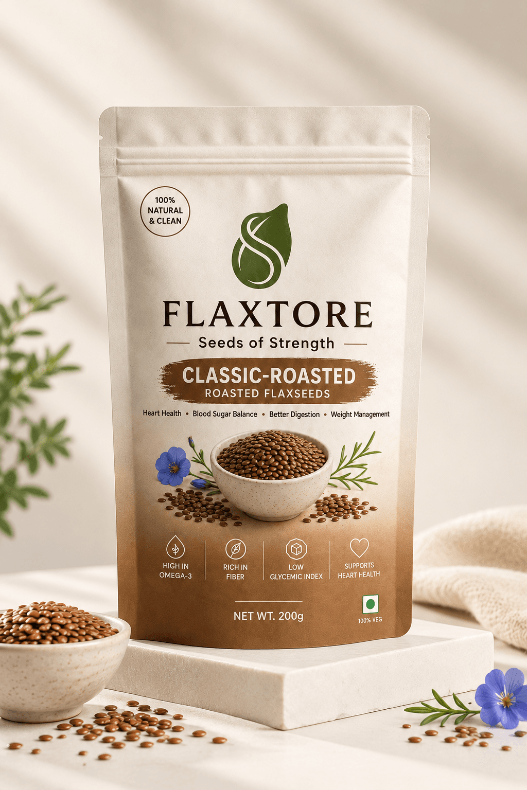 Flaxtore Classic Roasted flaxseed pouch